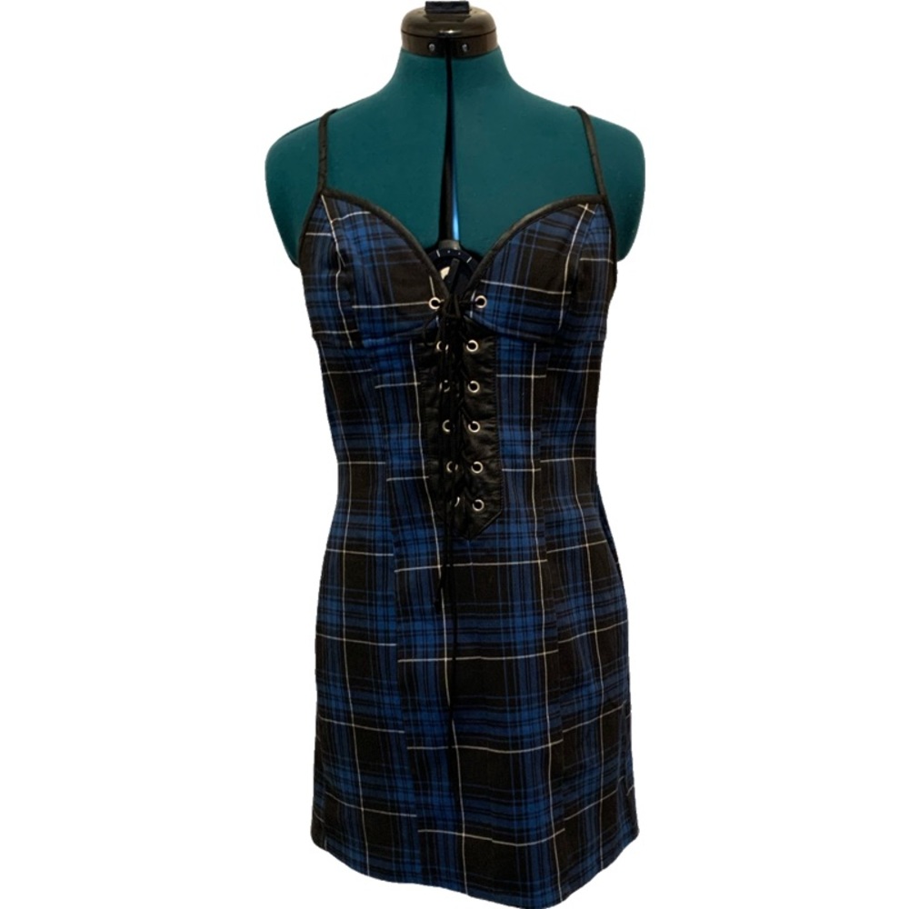 Y2K Lip Service Vintage Goth Plaid Mini Bodycon Sheath Dress